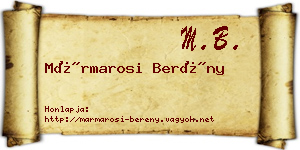 Mármarosi Berény névjegykártya